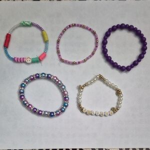 7in Colorful Beaded Kids Bracelet Set